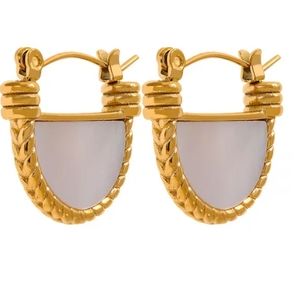 Gold plated earrings white natural shell